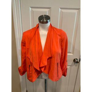 Cartonnier Orange Open Front Blazer W/ Roll Tab Sleeve, Size XS